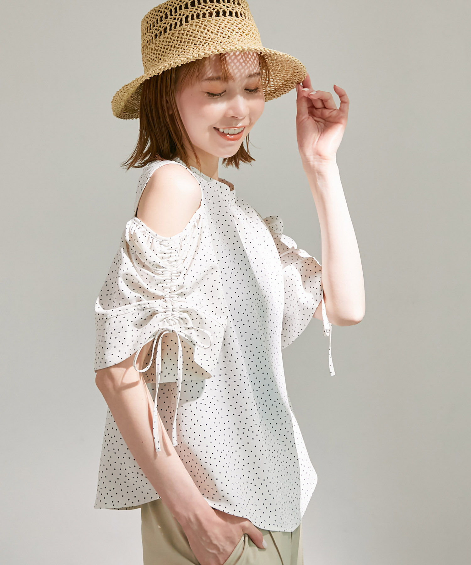 Rope&rsquo;Picnic「洗える/袖2WAYドットブラウス」|シャツ・ブラウス|