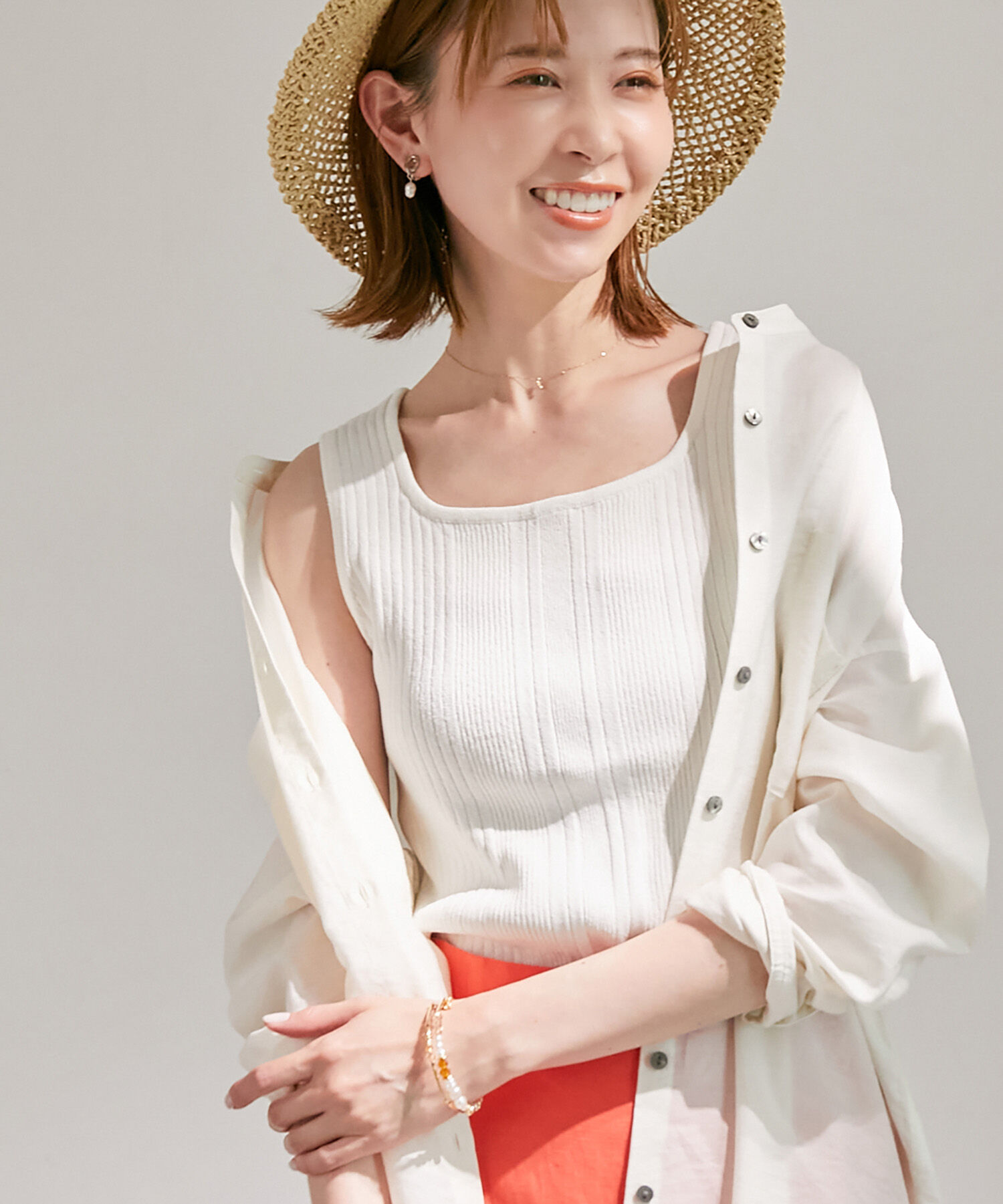 Rope&rsquo;Picnic「洗える/スクエアネックニットタンクトップ」|タンクトップ|オフホワイト(15)