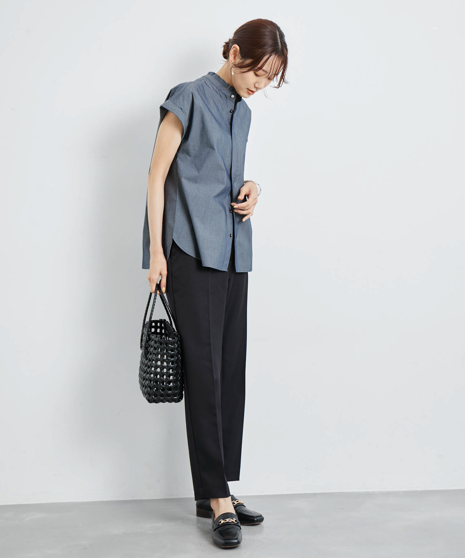 Rope&rsquo;Picnic「洗える/バンドフリルフレンチ袖シャツ」|シャツ・ブラウス|