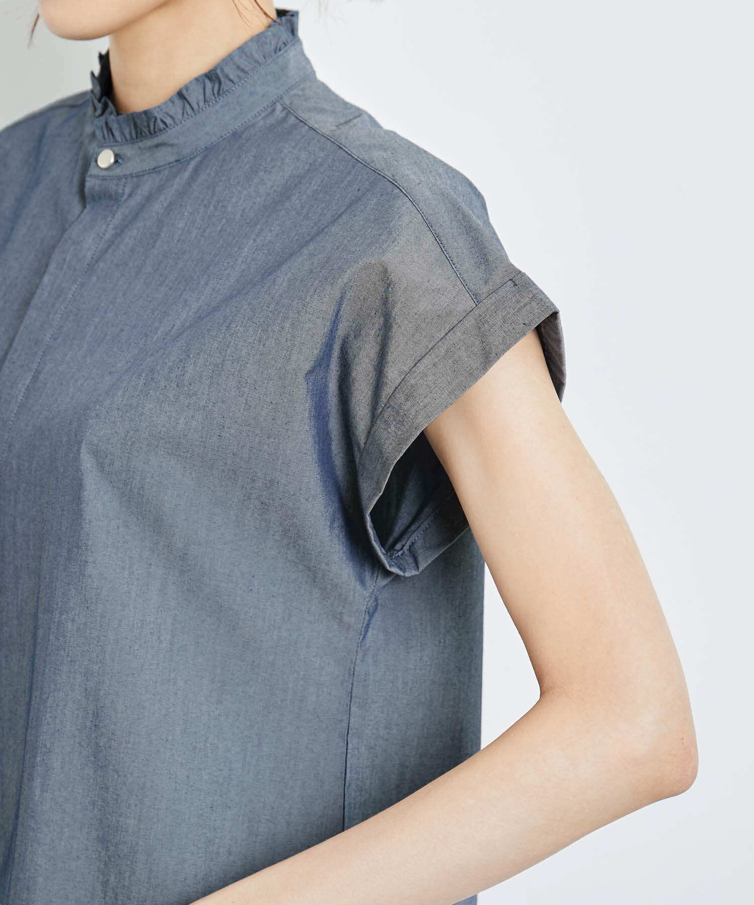 Rope&rsquo;Picnic「洗える/バンドフリルフレンチ袖シャツ」|シャツ・ブラウス|