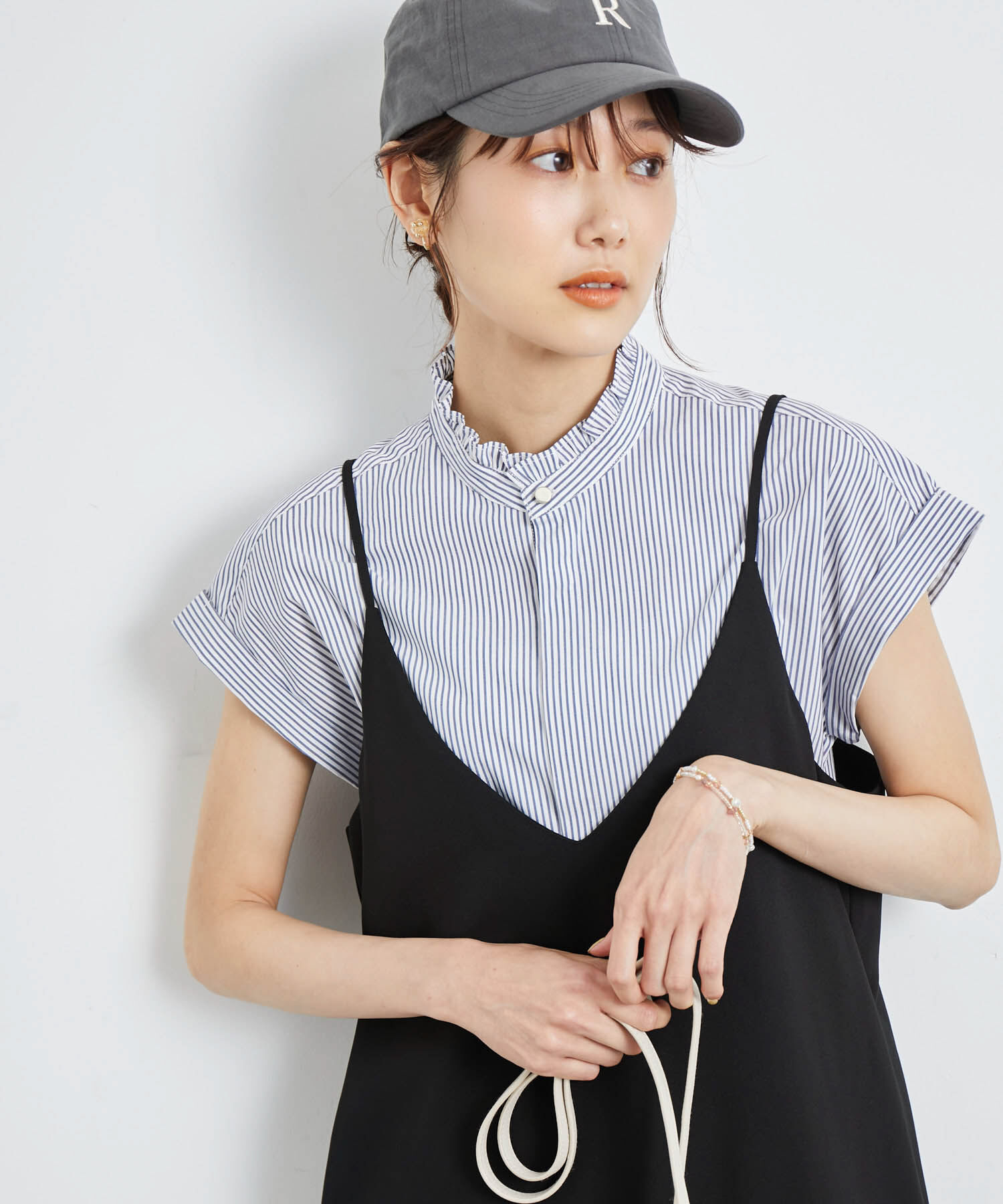 Rope&rsquo;Picnic「洗える/バンドフリルフレンチ袖シャツ」|シャツ・ブラウス|