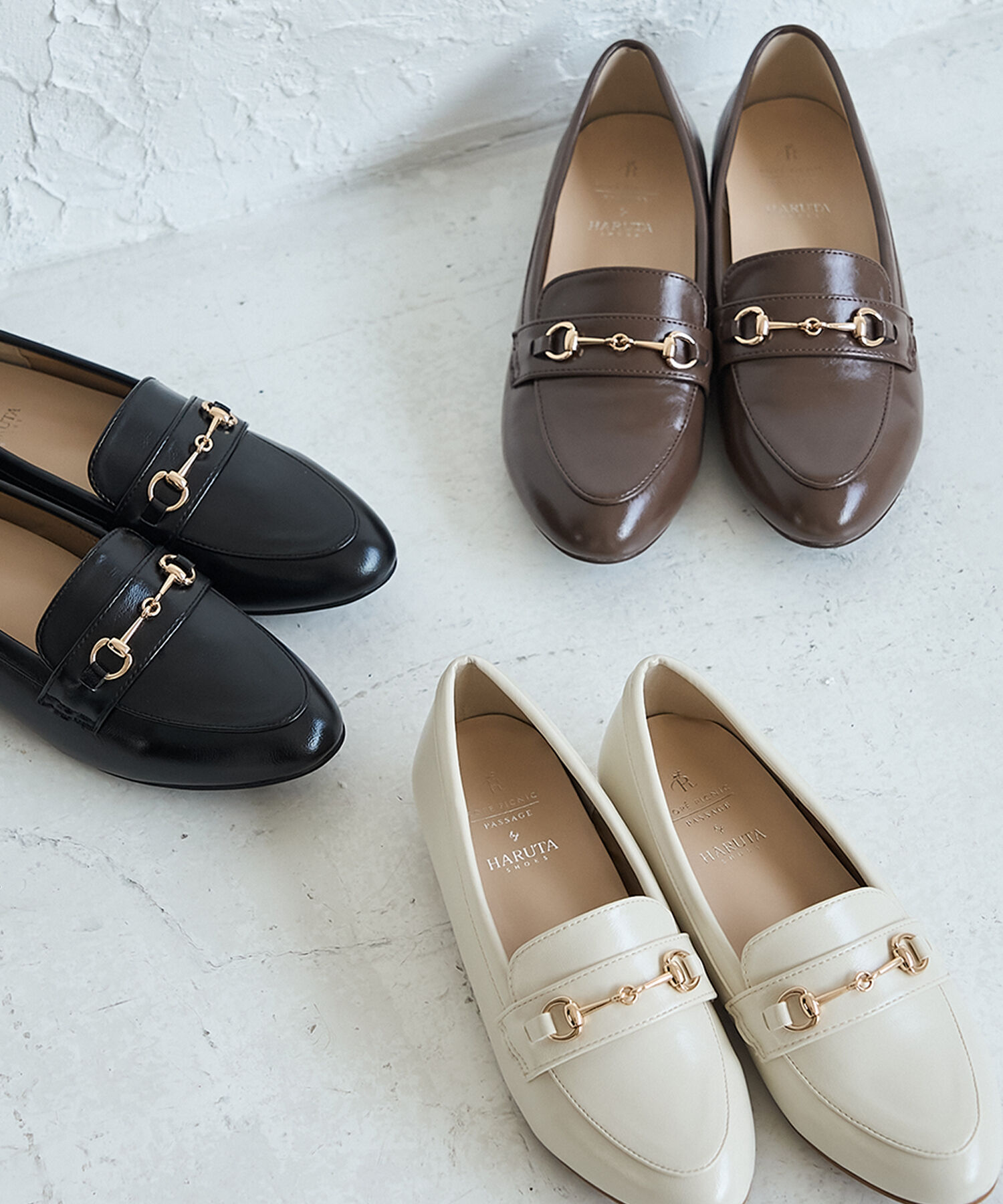 ROPE PICNIC PASSAGE「ROPE' PICNIC PASSAGE byHARUTA/リンクルエナメルビット付フラットローファー」|ローファー|