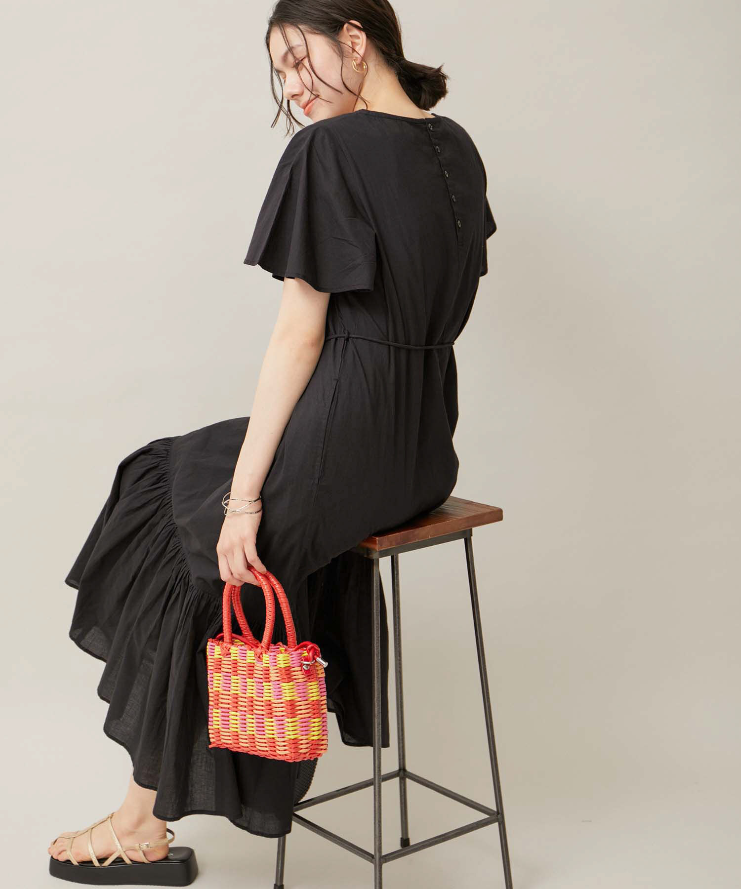 ROPE' PICNIC R「【WEB限定カラー:ブラウン,パープル】INDIAティアードワンピース/リンクコーデ」|ワンピース|ブラック(01)