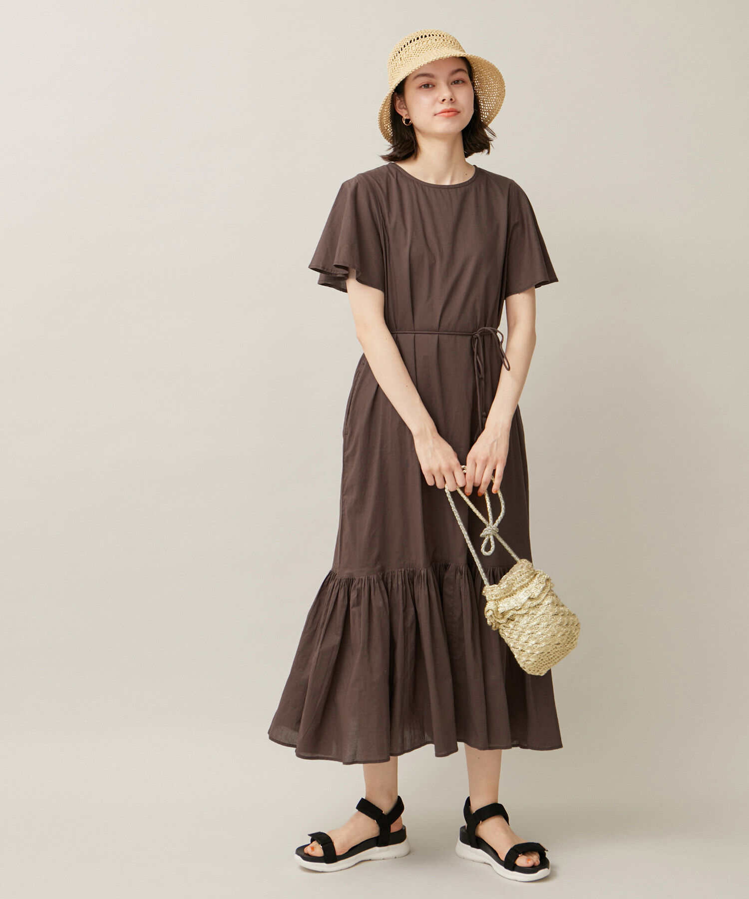 ROPE' PICNIC R「【WEB限定カラー:ブラウン,パープル】INDIAティアードワンピース/リンクコーデ」|ワンピース|