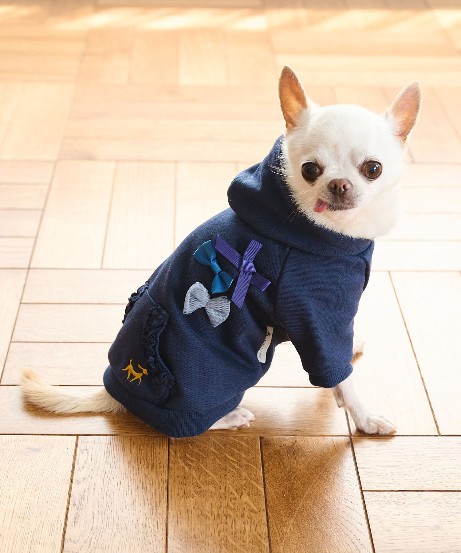 ROPE PICNIC PASSAGE「【DOG】リボン付きフードパーカー」|その他|ネイビー(40)