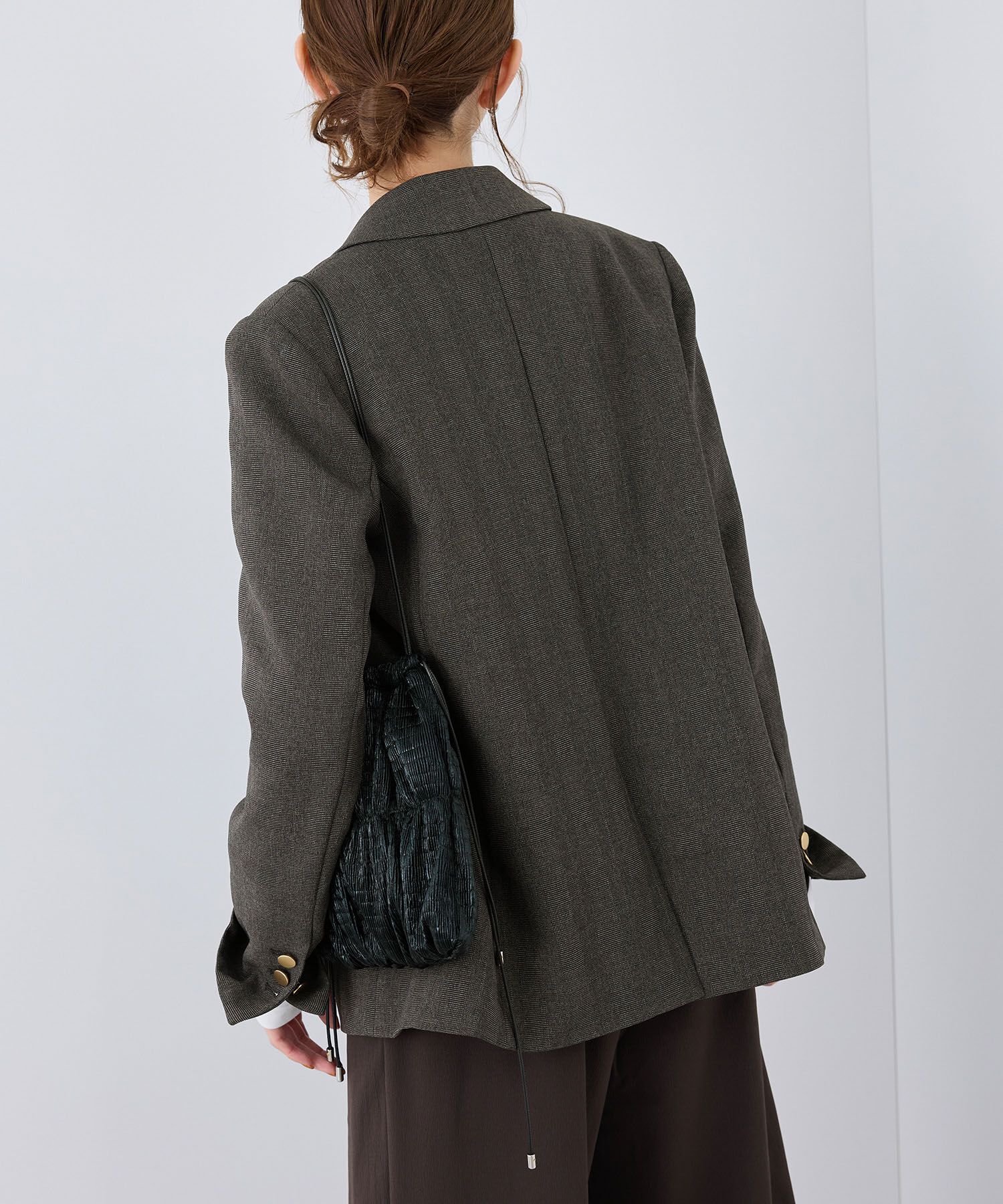 Rope&rsquo;Picnic「ウールライクサージ金ボタンジャケット(肩パットあり・総裏地)/セットアップ対応・リンクコーデ」|テーラードジャケット|