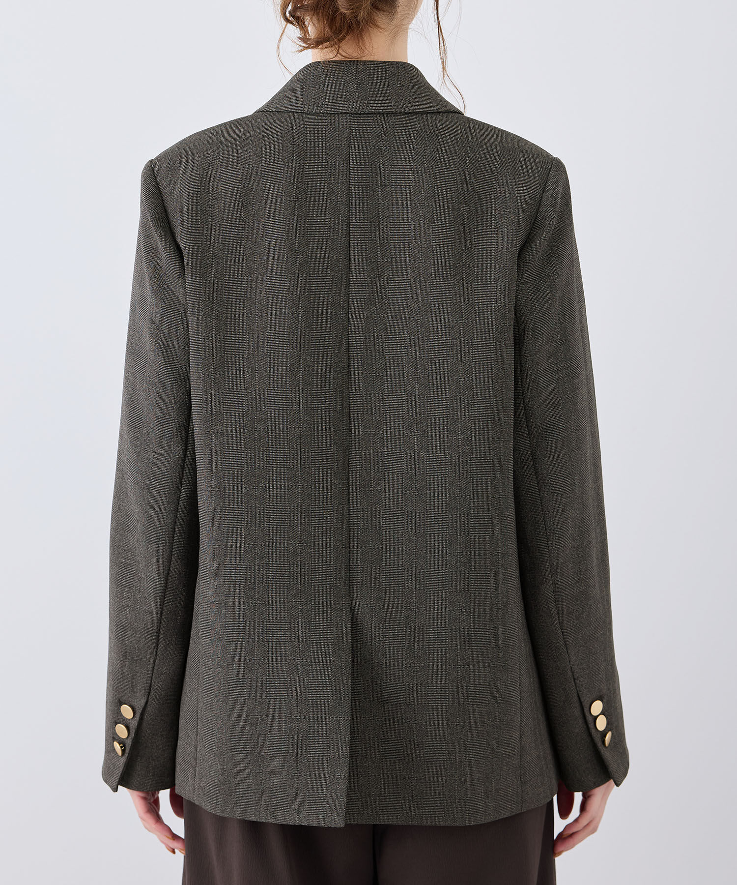 Rope&rsquo;Picnic「ウールライクサージ金ボタンジャケット(肩パットあり・総裏地)/セットアップ対応・リンクコーデ」|テーラードジャケット|