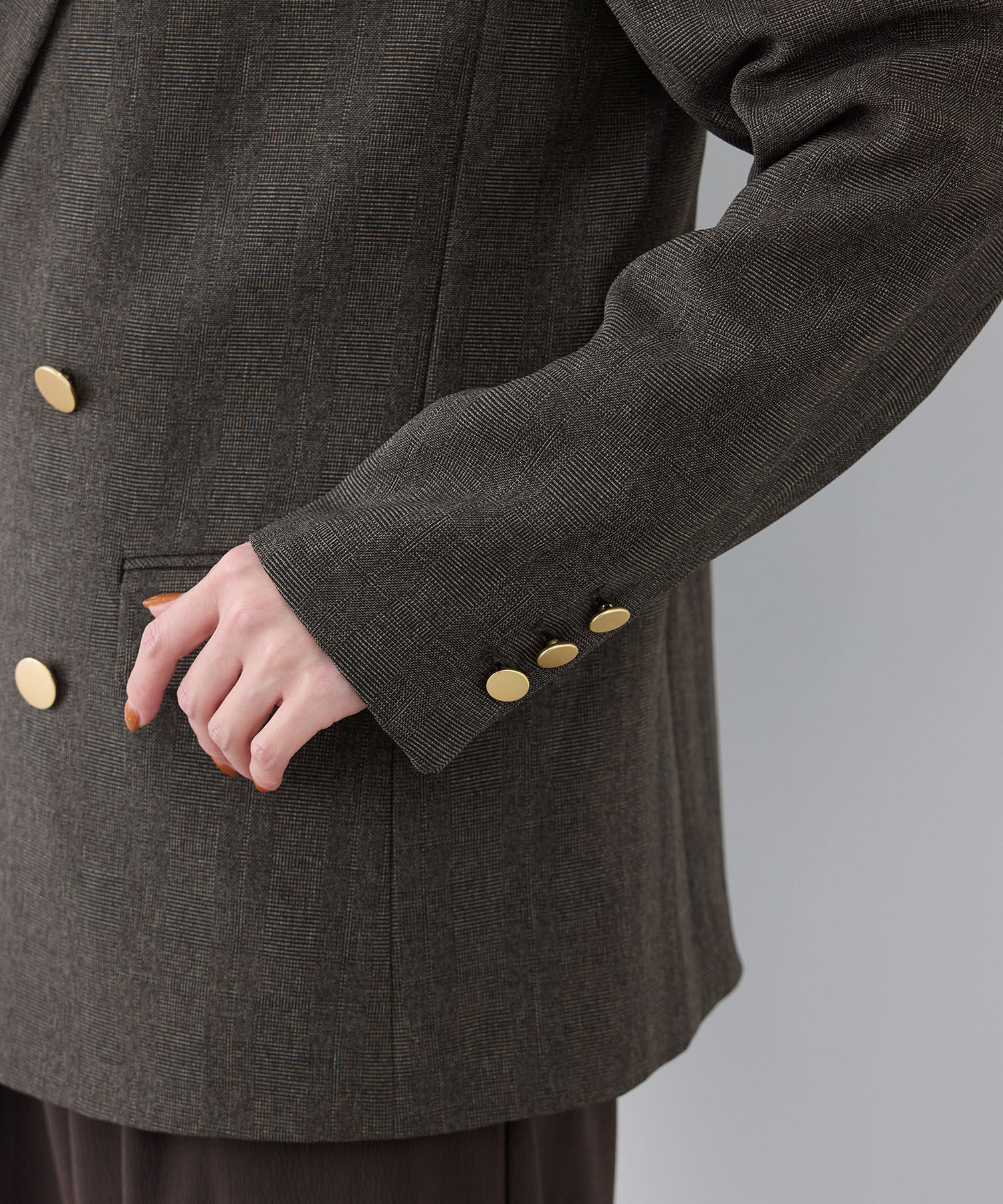 Rope&rsquo;Picnic「ウールライクサージ金ボタンジャケット(肩パットあり・総裏地)/セットアップ対応・リンクコーデ」|テーラードジャケット|