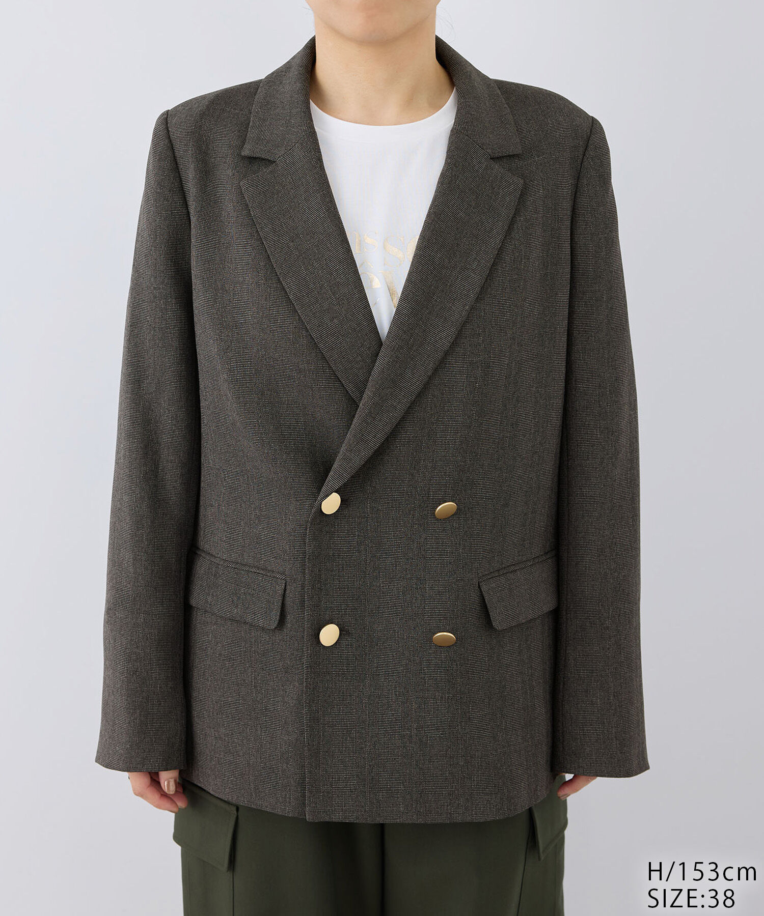 Rope&rsquo;Picnic「ウールライクサージ金ボタンジャケット(肩パットあり・総裏地)/セットアップ対応・リンクコーデ」|テーラードジャケット|