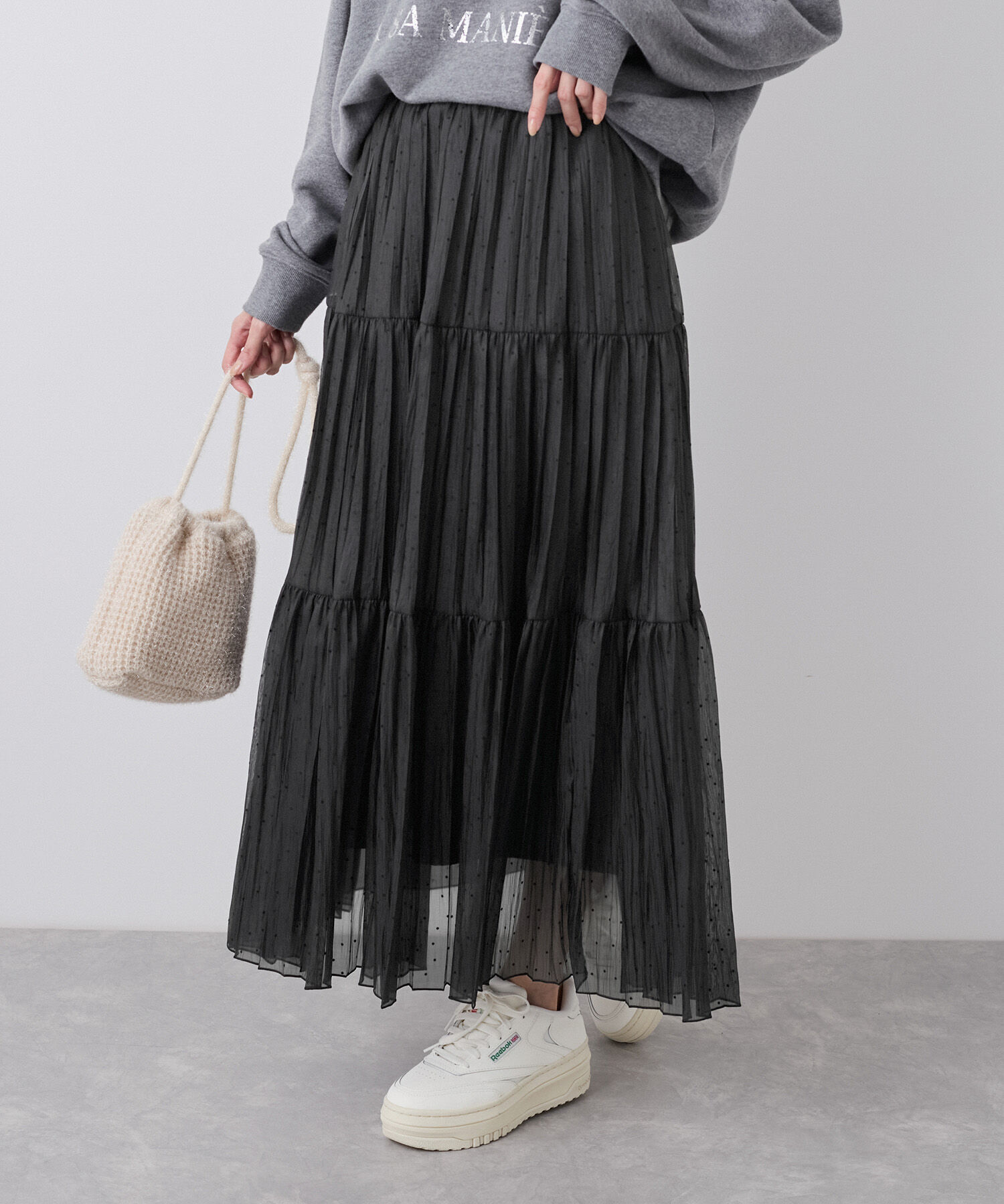 Rope&rsquo;Picnic「着丈が選べるペーパーライクドットティアードスカート」|スカート|