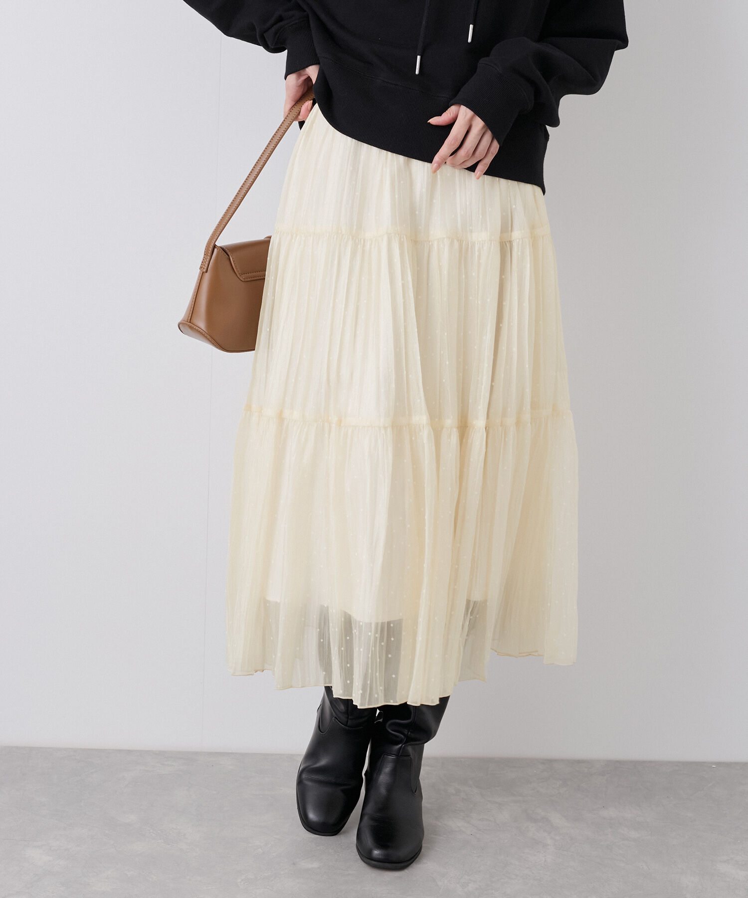 Rope&rsquo;Picnic「着丈が選べるペーパーライクドットティアードスカート」|スカート|