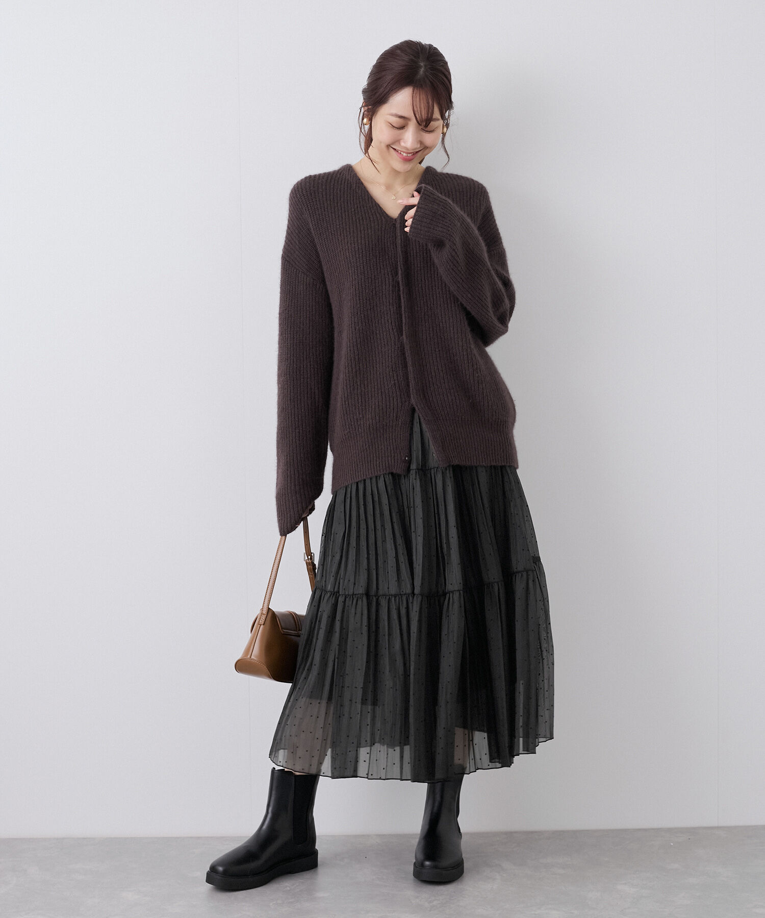 Rope&rsquo;Picnic「着丈が選べるペーパーライクドットティアードスカート」|スカート|