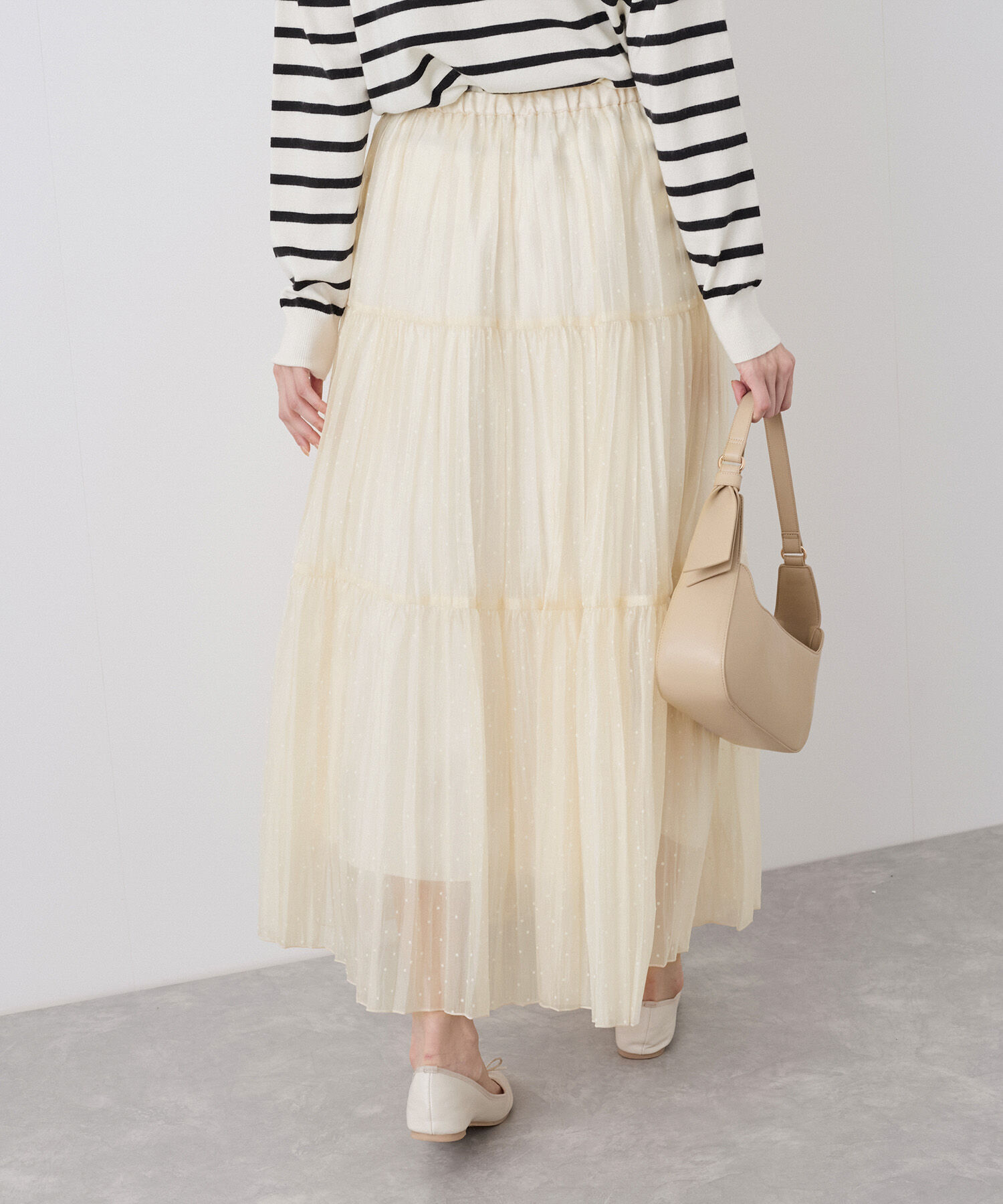 Rope&rsquo;Picnic「着丈が選べるペーパーライクドットティアードスカート」|スカート|