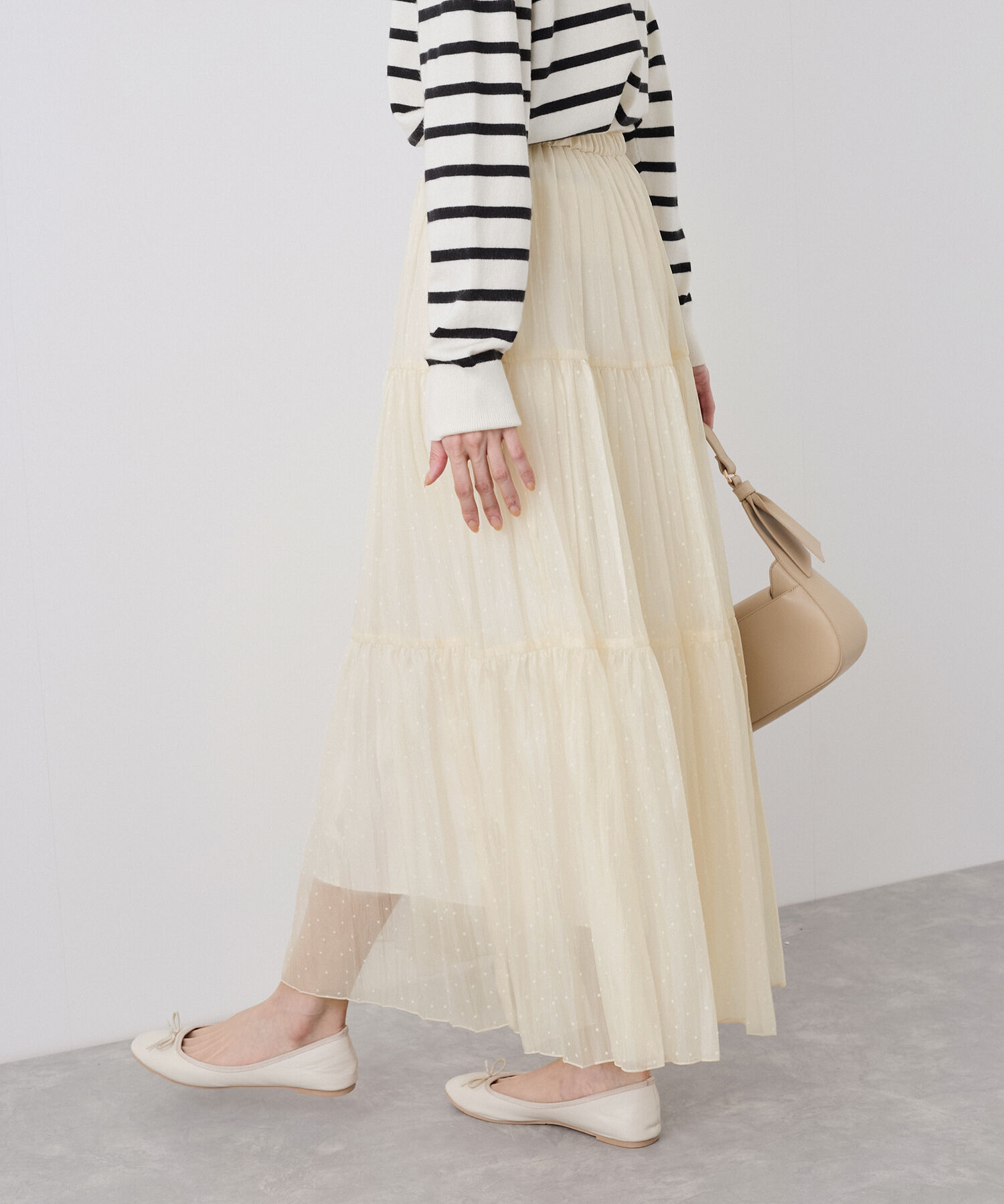 Rope&rsquo;Picnic「着丈が選べるペーパーライクドットティアードスカート」|スカート|