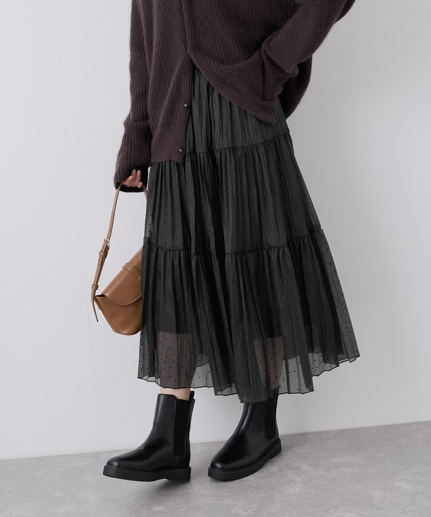 Rope&rsquo;Picnic「着丈が選べるペーパーライクドットティアードスカート」|スカート|