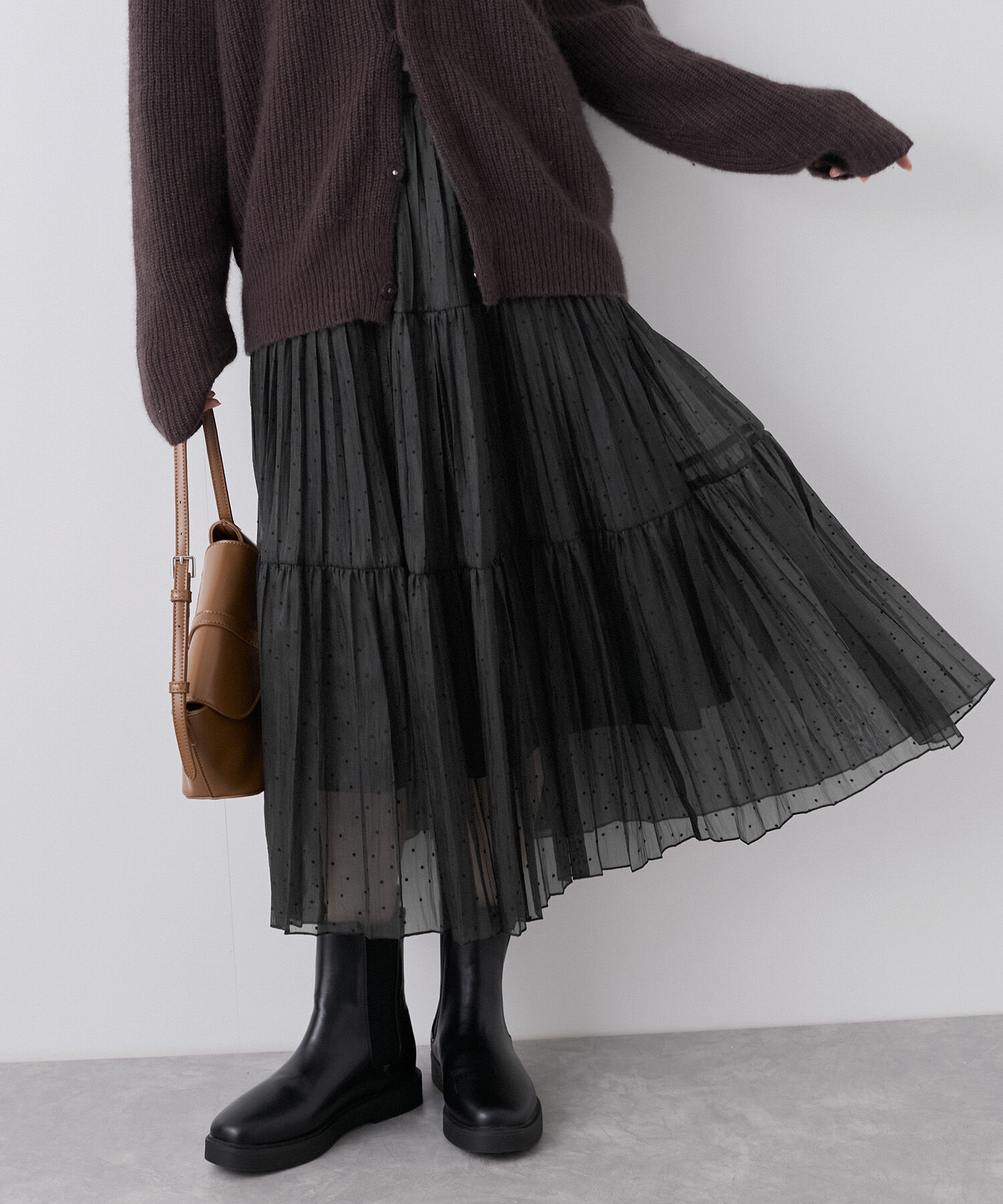 Rope&rsquo;Picnic「着丈が選べるペーパーライクドットティアードスカート」|スカート|