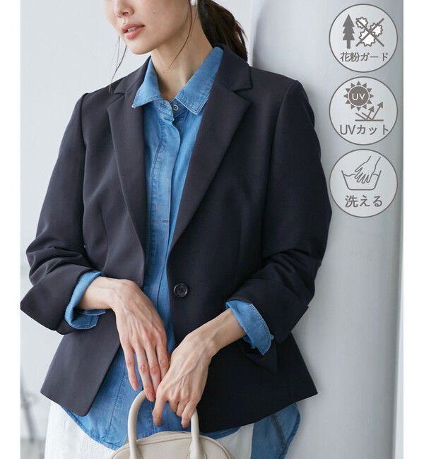 Rope&rsquo;Picnic「【花粉ガード】360&deg;ウルトラストレッチ テーラードジャケット/セットアップ対応」|テーラードジャケット|ネイビー(40)