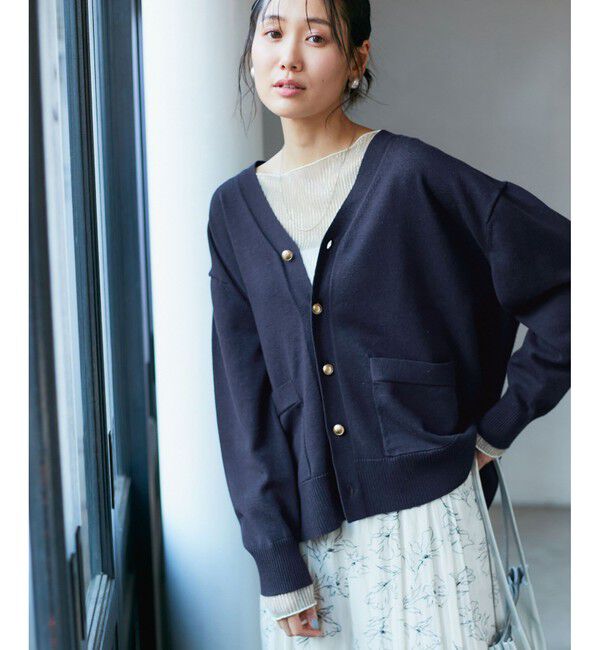 Rope&rsquo;Picnic「シルク混Ｖネック金ボタンニットカーディガン」|カーディガン|