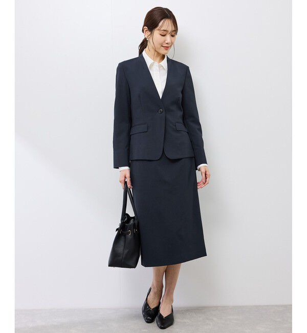 Rope&rsquo;Picnic「【UV対応】【リネンライク・シリーズ】ノーラペルジャケット/通勤・セットアップ対応」|ノーカラージャケット|