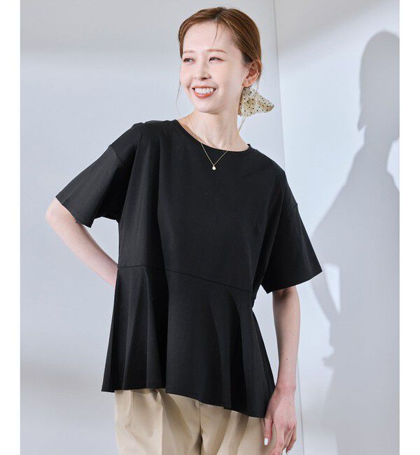 Rope&rsquo;Picnic「【UVカット・接触冷感】Cutee 着丈が選べる70シルケットペプラムカットトップス」|Tシャツ・カットソー|