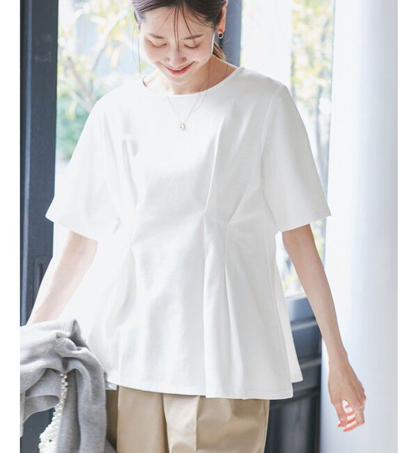 Rope&rsquo;Picnic「(接触冷感&times;UVカット)ウエストタックペプラムトップス」|Tシャツ・カットソー|