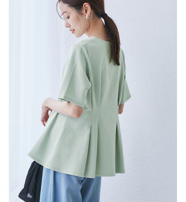 Rope&rsquo;Picnic「(接触冷感&times;UVカット)ウエストタックペプラムトップス」|Tシャツ・カットソー|