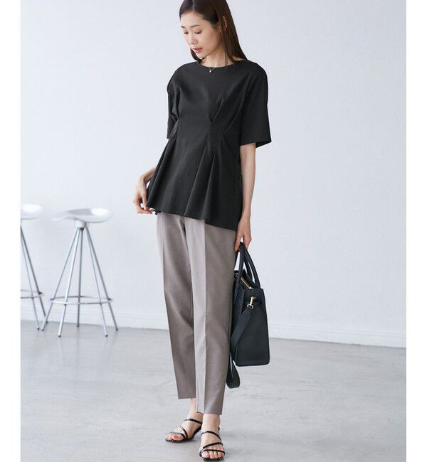 Rope&rsquo;Picnic「(接触冷感&times;UVカット)ウエストタックペプラムトップス」|Tシャツ・カットソー|