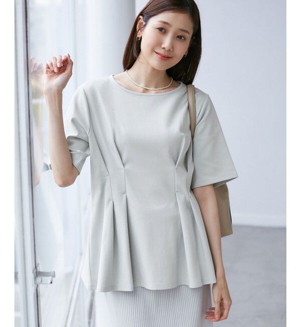 Rope&rsquo;Picnic「(接触冷感&times;UVカット)ウエストタックペプラムトップス」|Tシャツ・カットソー|