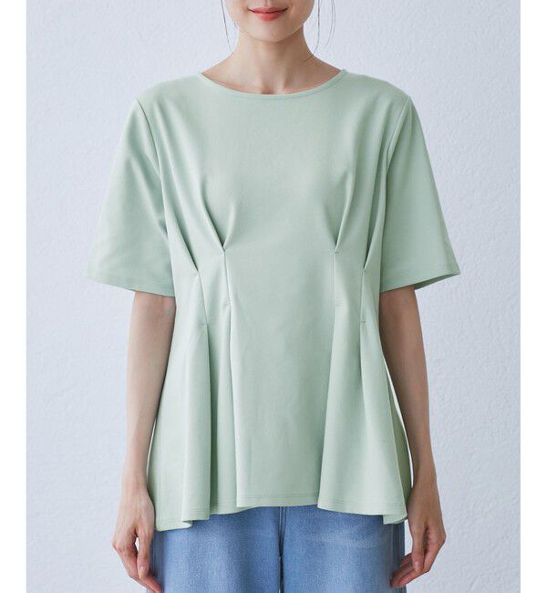 Rope&rsquo;Picnic「(接触冷感&times;UVカット)ウエストタックペプラムトップス」|Tシャツ・カットソー|