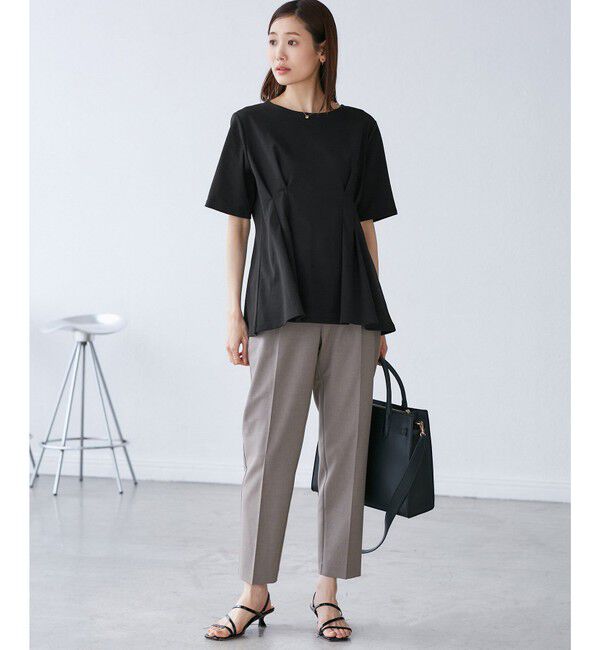 Rope&rsquo;Picnic「(接触冷感&times;UVカット)ウエストタックペプラムトップス」|Tシャツ・カットソー|