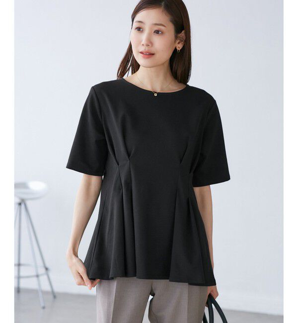 Rope&rsquo;Picnic「(接触冷感&times;UVカット)ウエストタックペプラムトップス」|Tシャツ・カットソー|