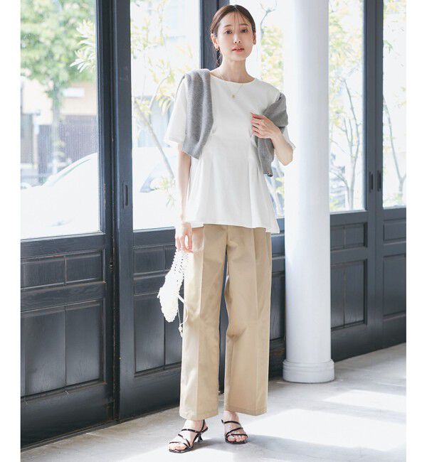 Rope&rsquo;Picnic「(接触冷感&times;UVカット)ウエストタックペプラムトップス」|Tシャツ・カットソー|