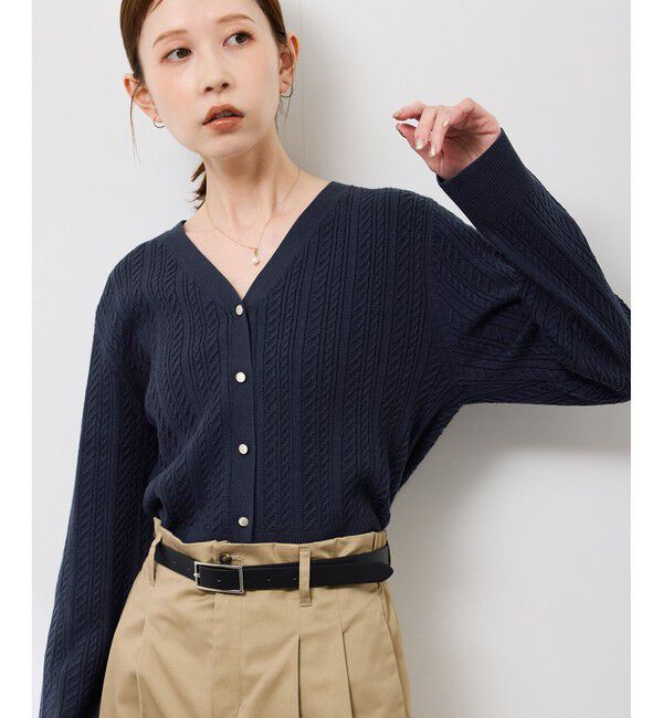 Rope&rsquo;Picnic「【アンチピリング・洗濯機OK】ミニケーブルカーディガン」|カーディガン|
