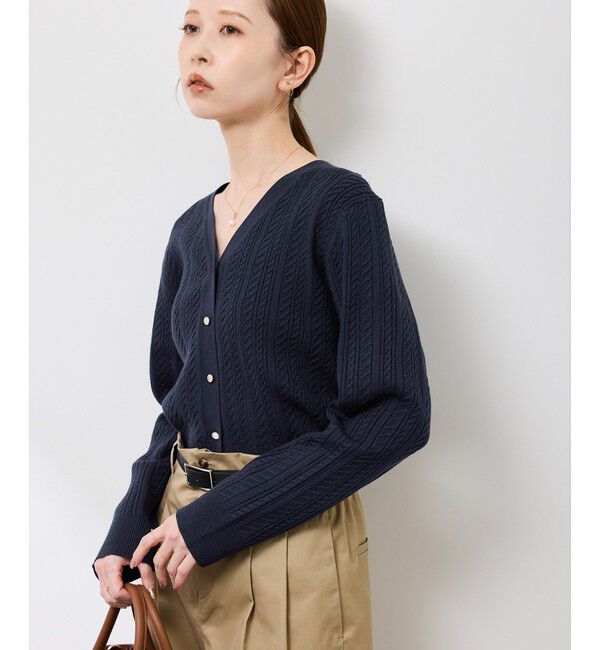 Rope&rsquo;Picnic「【アンチピリング・洗濯機OK】ミニケーブルカーディガン」|カーディガン|