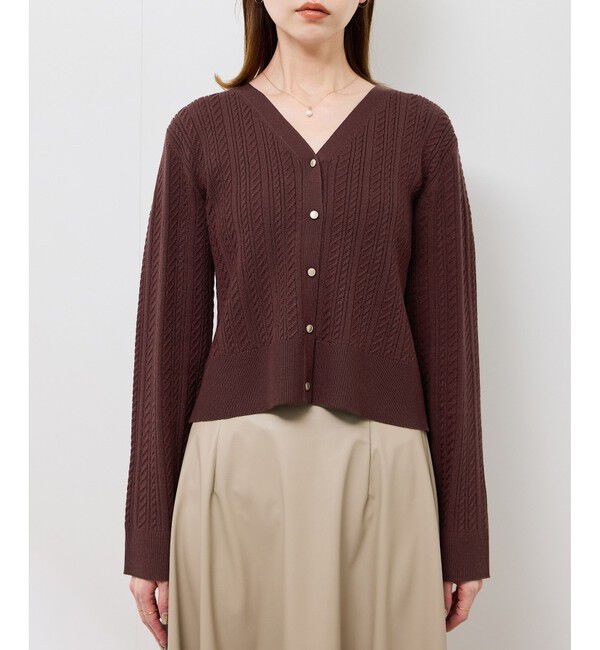 Rope&rsquo;Picnic「【アンチピリング・洗濯機OK】ミニケーブルカーディガン」|カーディガン|