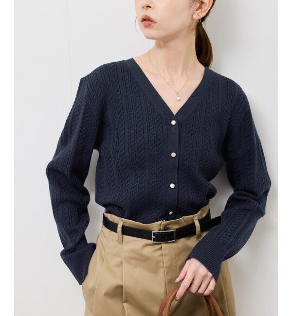 Rope&rsquo;Picnic「【アンチピリング・洗濯機OK】ミニケーブルカーディガン」|カーディガン|