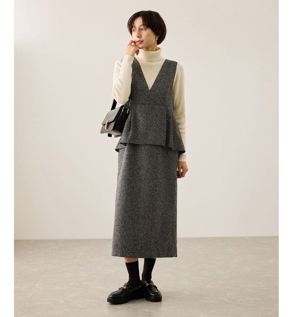 Rope&rsquo;Picnic「【新色追加】レイヤード風ペプラムジャンパースカート」|ワンピース|