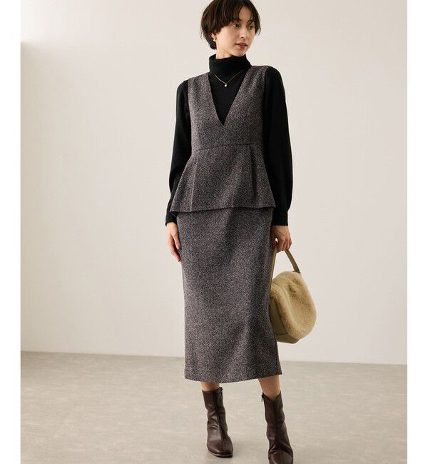 Rope&rsquo;Picnic「【新色追加】レイヤード風ペプラムジャンパースカート」|ワンピース|