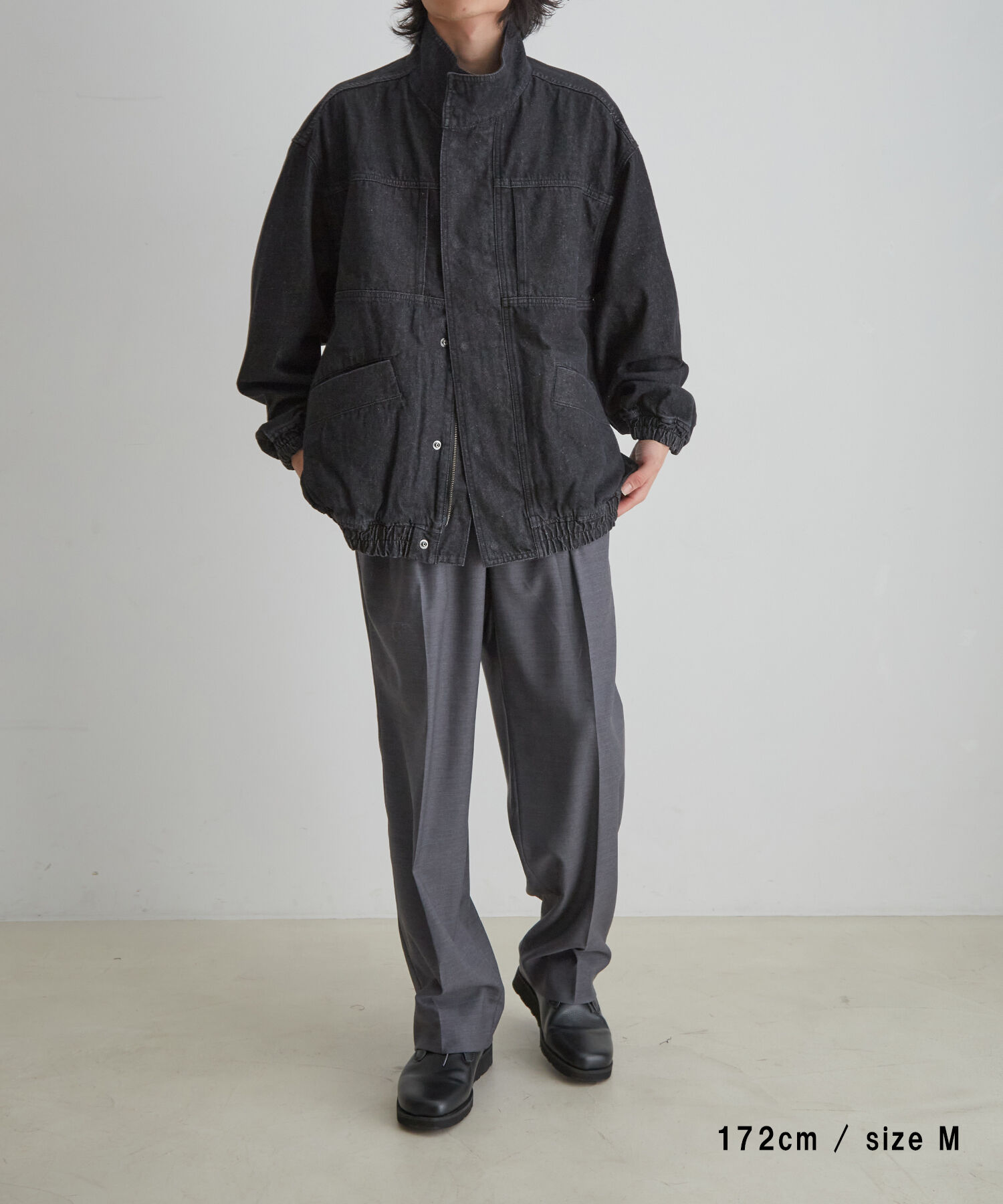 ADAM ET ROPE'「【コットンUSA】ドライタッチ デニム スタンドカラー ブルゾン / Gジャン / サステナブル / セットアップ対」|デニムジャケット|