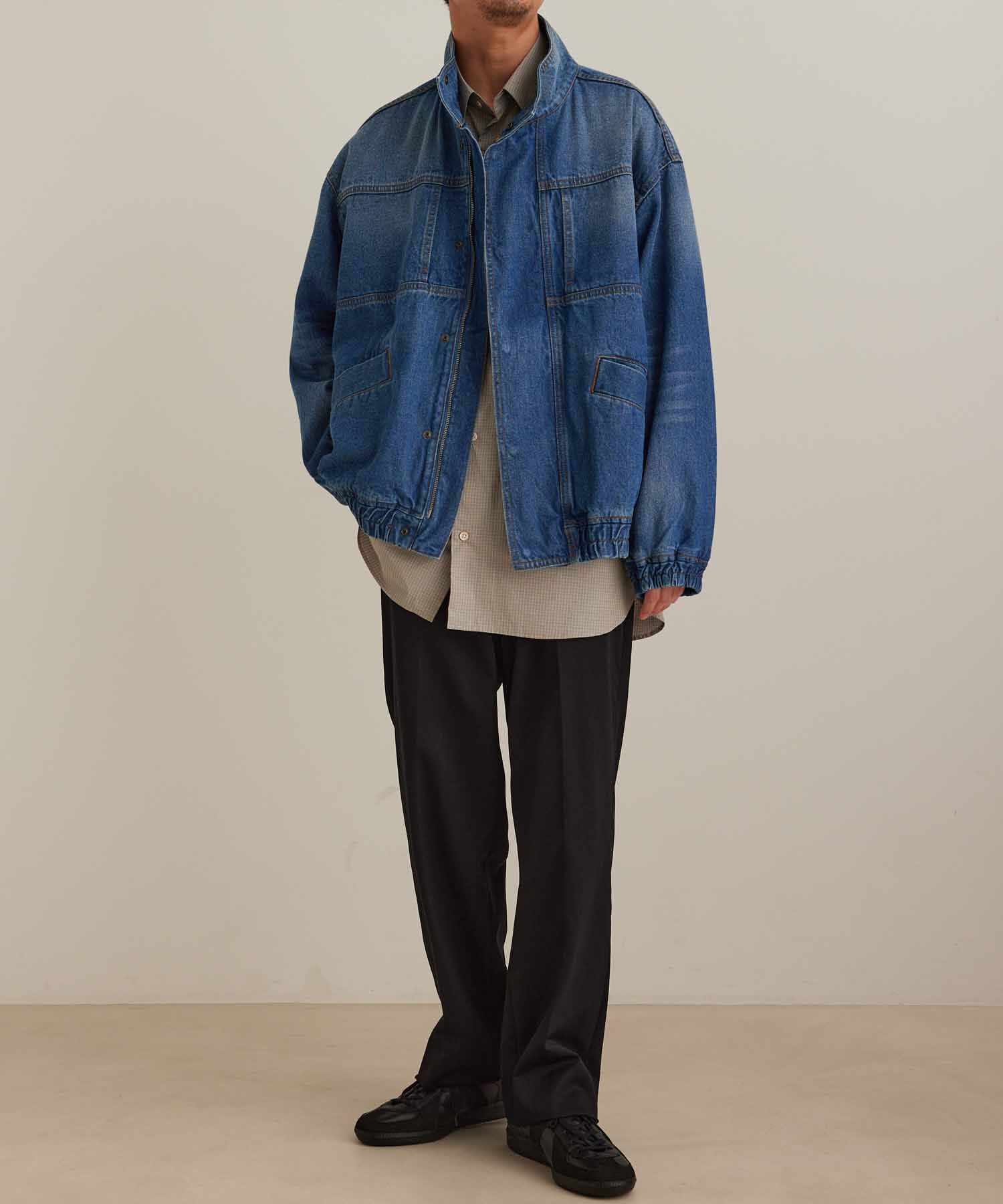 ADAM ET ROPE'「【コットンUSA】ドライタッチ デニム スタンドカラー ブルゾン / Gジャン / サステナブル / セットアップ対」|デニムジャケット|