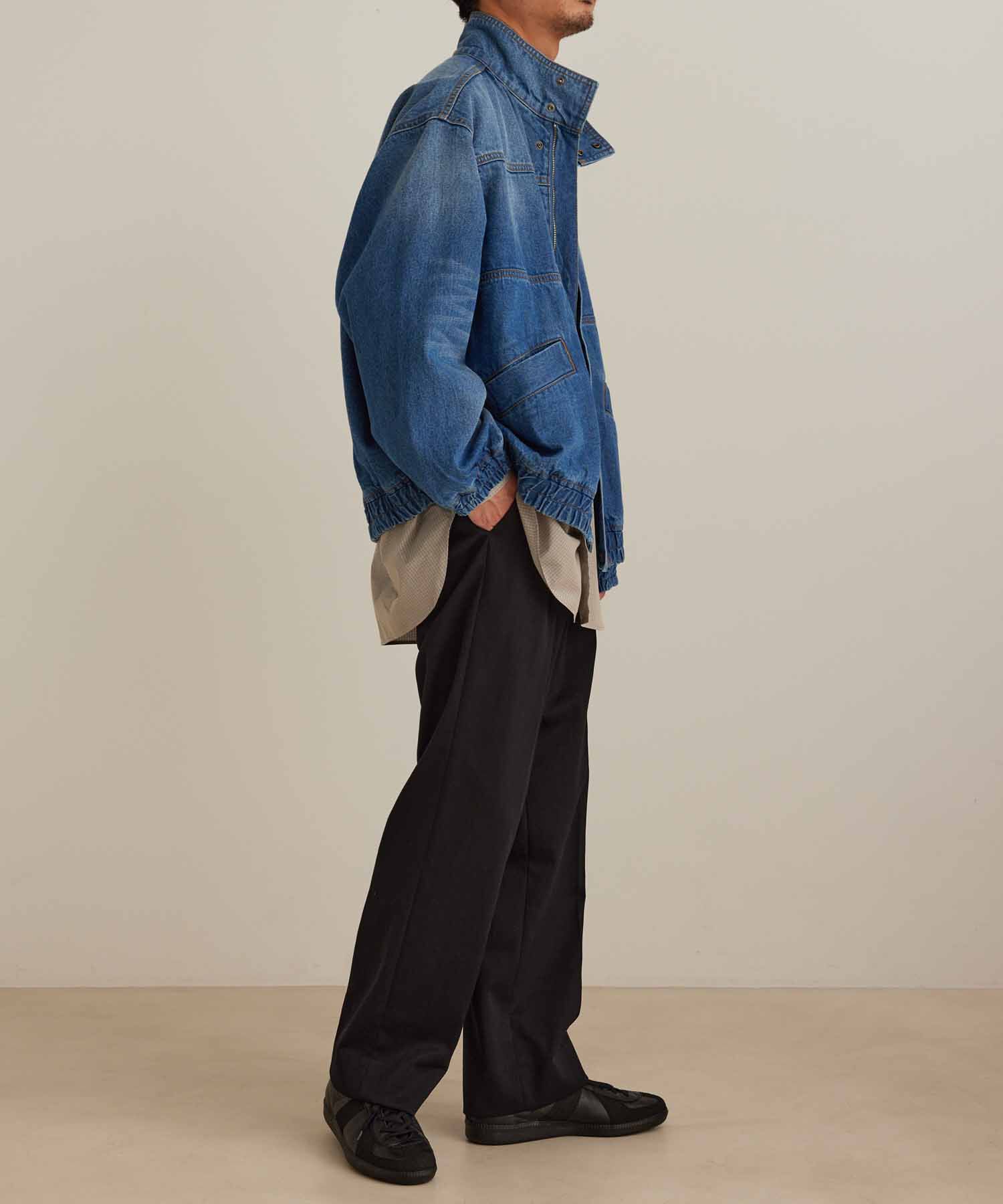 ADAM ET ROPE'「【コットンUSA】ドライタッチ デニム スタンドカラー ブルゾン / Gジャン / サステナブル / セットアップ対」|デニムジャケット|