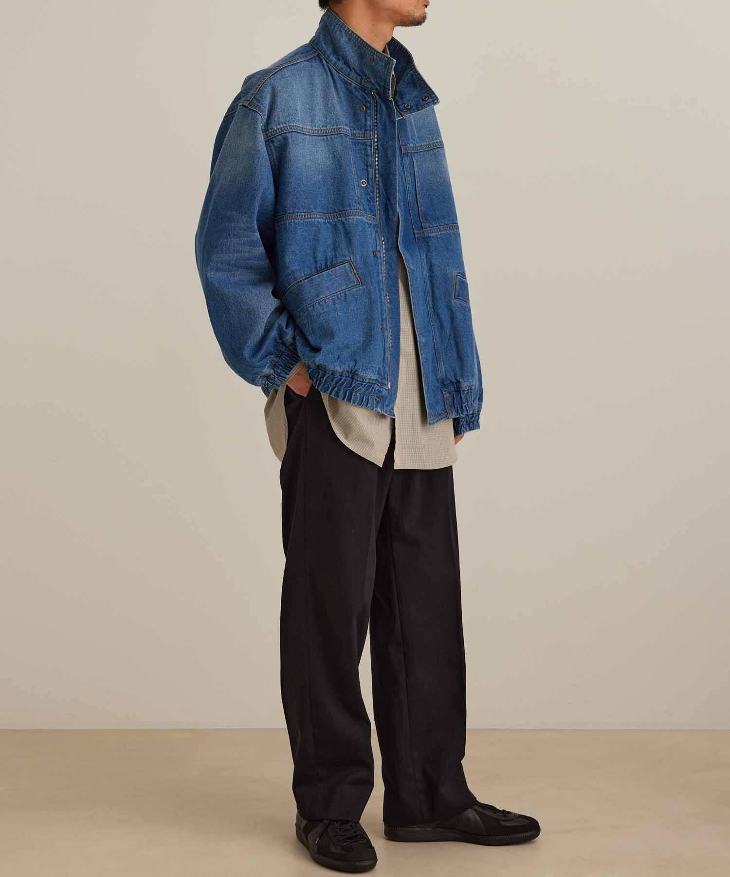 ADAM ET ROPE'「【コットンUSA】ドライタッチ デニム スタンドカラー ブルゾン / Gジャン / サステナブル / セットアップ対」|デニムジャケット|