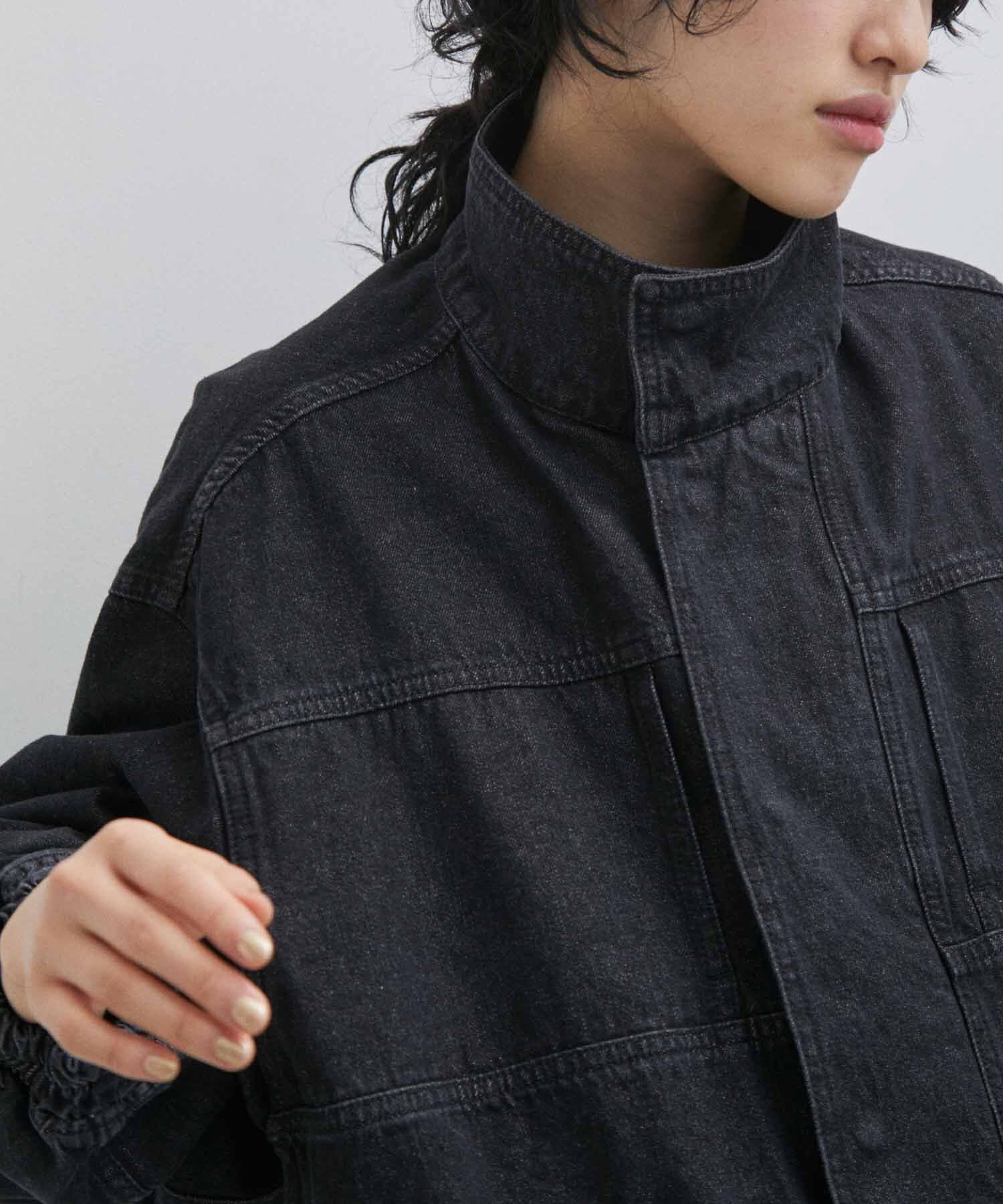 ADAM ET ROPE'「【コットンUSA】ドライタッチ デニム スタンドカラー ブルゾン / Gジャン / サステナブル / セットアップ対」|デニムジャケット|