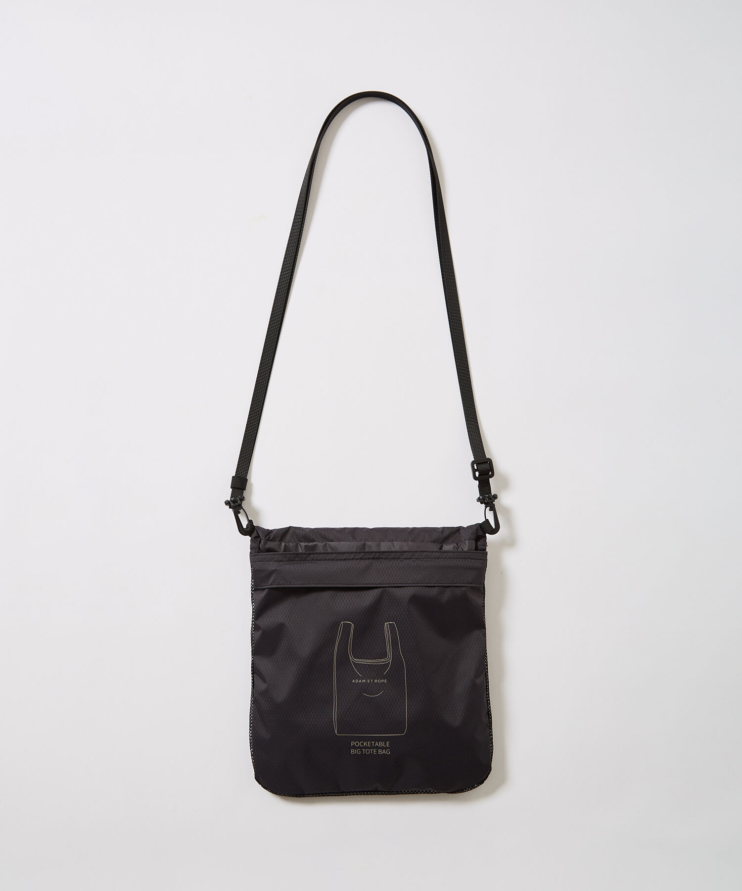 ADAM ET ROPE'「ポケッタブル ナイロンバッグ / 撥水 / エコバッグ / ショルダーバッグ / 2WAY」|エコバッグ|ブラック(01)