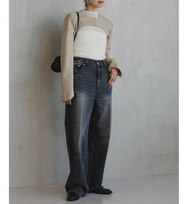 ADAM ET ROPE'「【新色追加】ジャケットボレロ」|ノーカラージャケット|