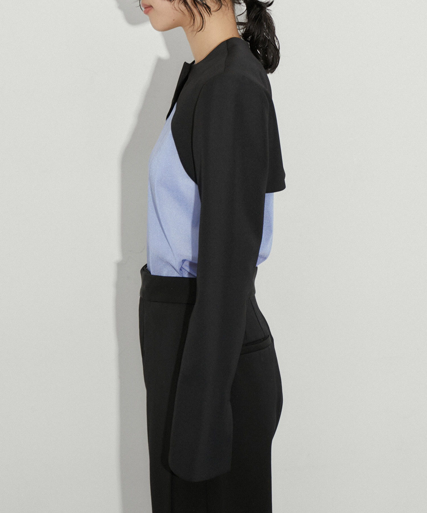 ADAM ET ROPE'「【新色追加】ジャケットボレロ」|ノーカラージャケット|