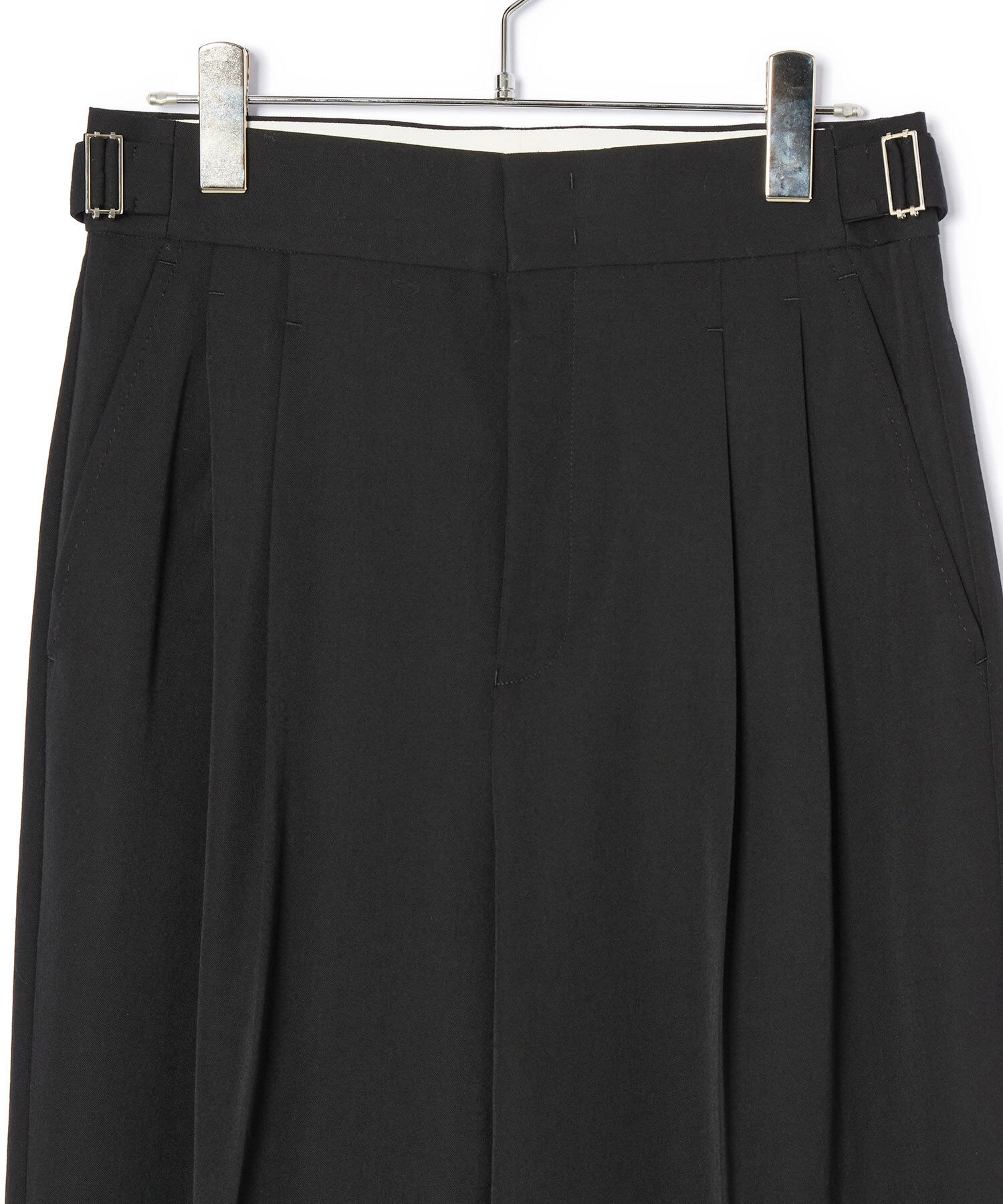 ADAM ET ROPE'「【洗える】ウールギャバ2タックワイドスラックス」|スラックス|