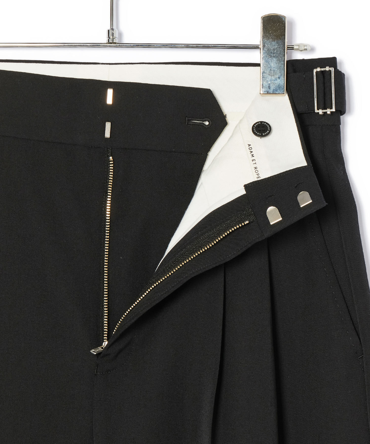 ADAM ET ROPE'「【洗える】ウールギャバ2タックワイドスラックス」|スラックス|