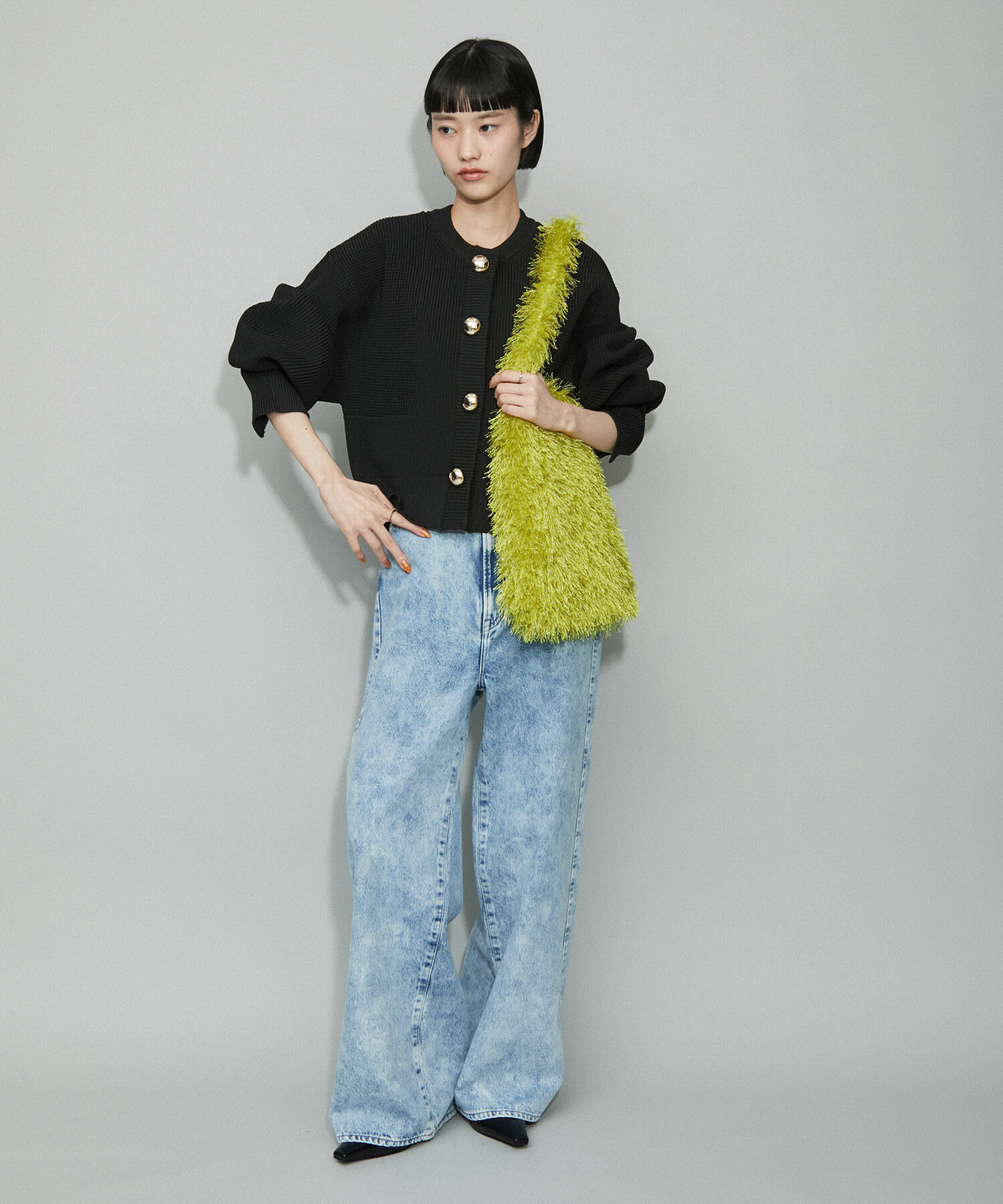 ADAM ET ROPE'「【サステナブル】フリンジファーワンハンドルバッグ」|ハンドバッグ|