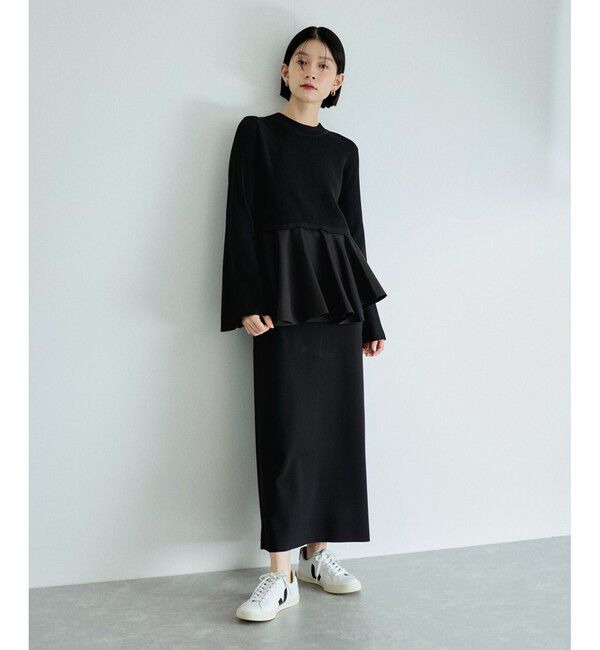 ADAM ET ROPE'「【再入荷】・【サステナブル】・【オケージョン】ペプラムコンビニットワンピース」|ワンピース|